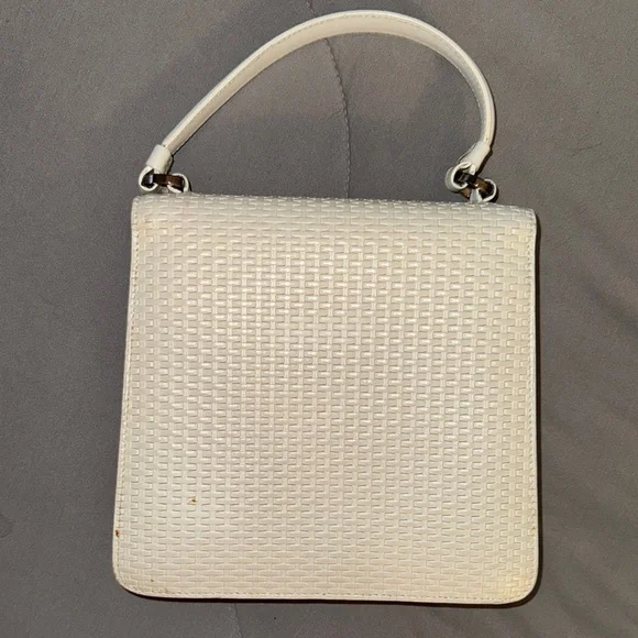 EUC Vintage Savatore Ferragamo White Textured Satchel Bag with Silver Hardware - Picture 2 of 14